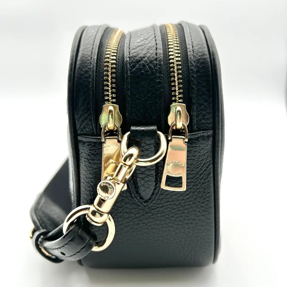 EUC Coach Black Pebbled Leather Convertible Crossbody Jes Camera Bag